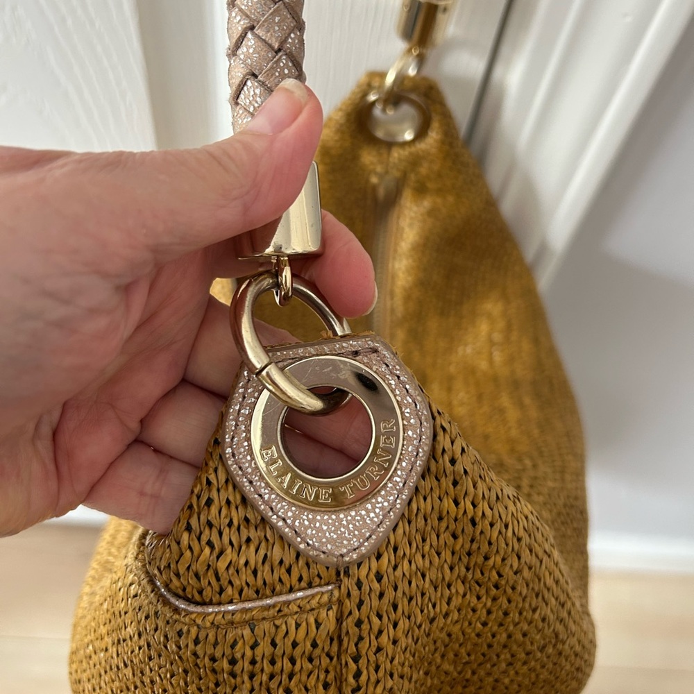 Elaine Turner Bamboo Collection Woven Bamboo and Leather large Hobo Bag - Picture 5 of 9